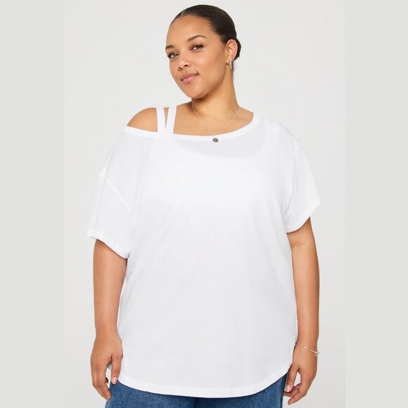NWT Women's Fabletics 2X WHITE 100% Cotton Oversized Tee Shirt - Picture 1 of 7
